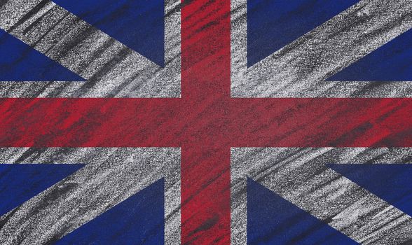 UK flag painted with chalk on a blackboard.
