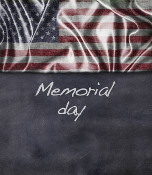 Blackboard with USA flag and phrase, memorial day