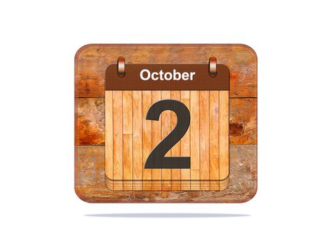 Calendar with the date of October 2.