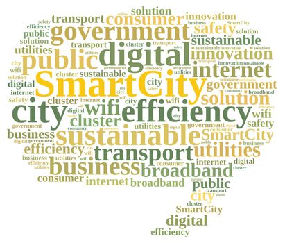 Illustration with word cloud about smart city