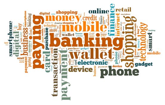 Illustration word cloud on the phone wallet