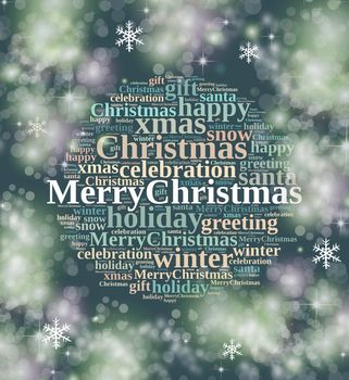 Illustration with word cloud about Merry Christmas.