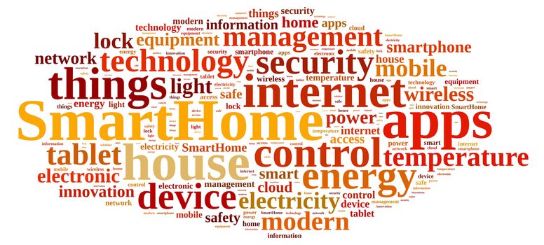 Illustration with word cloud with the word Smarthome.