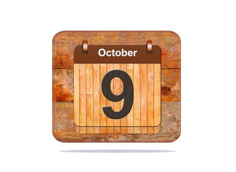 Calendar with the date of October 9.