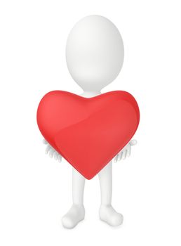 3d character holding a love sign in hands - 3d rendering