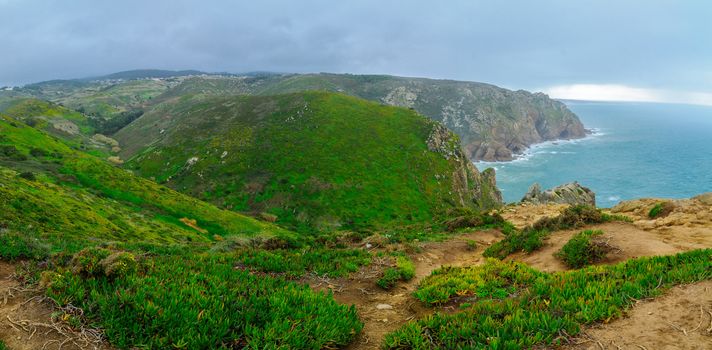 Coastal landscape in Cabo (Cape) da Roca, Portugal. It is the westernmost point in mainland Europe