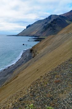 Coastline and landscape in the east fjords region, Iceland