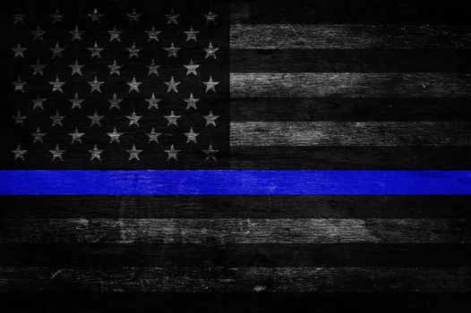 An American flag symbolic of support for law enforcement,illustration.