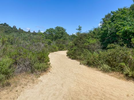 Small dry dusty trails in the valley, San Diego, California, USA