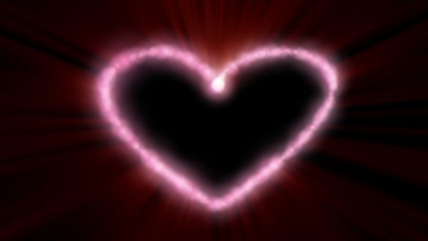 Bright glow neon light hearts abstract background