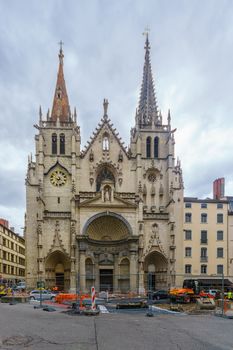 The facade of Saint-Nizier Church, in Lyon, France