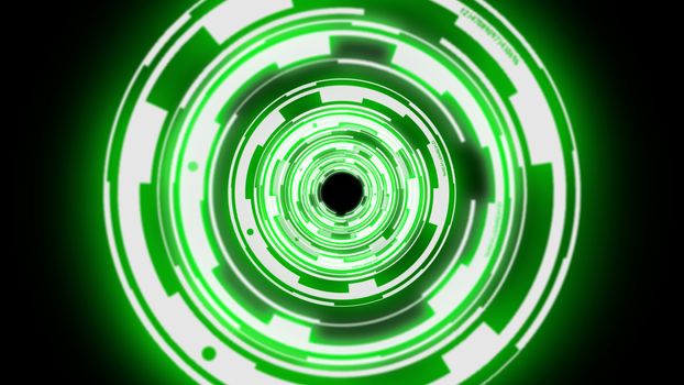 Abstract background techno circles tunnel, futuristic illustration