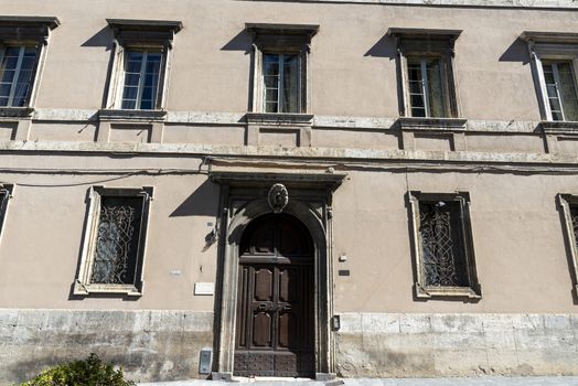 todi,italy june 20 2020 :architecture of the buildings in the village of todi between churches and glimpses of streets