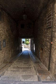 todi,italy june 20 2020 :architecture of the buildings in the village of todi between churches and glimpses of streets