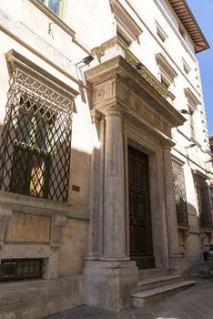 todi,italy june 20 2020 :architecture of the buildings in the village of todi between churches and glimpses of streets