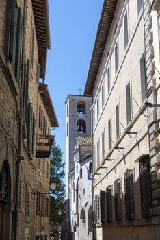 todi,italy june 20 2020 :architecture of the buildings in the village of todi between churches and glimpses of streets