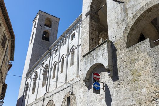 todi,italy june 20 2020 :architecture of the buildings in the village of todi between churches and glimpses of streets