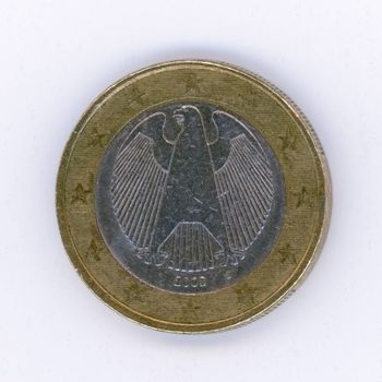 1 euro coin money (EUR), currency of Germany, European Union