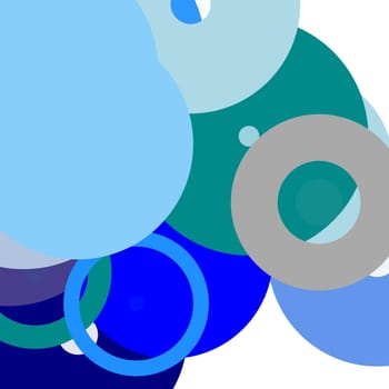 Abstract minimalist grey blue illustration with circles useful as a background