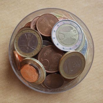 Euro coins money (EUR), currency of European Union