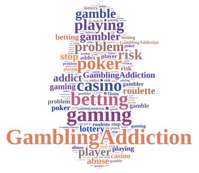 Illustration with word cloud about gambling addiction