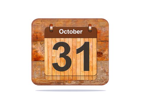 Calendar with the date of October 31.
