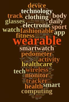 Illustration with word cloud on Wearable technology