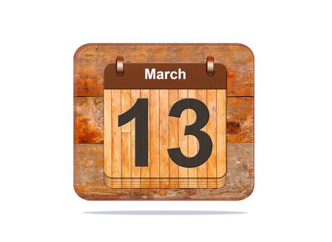 Calendar with the date of March 13.