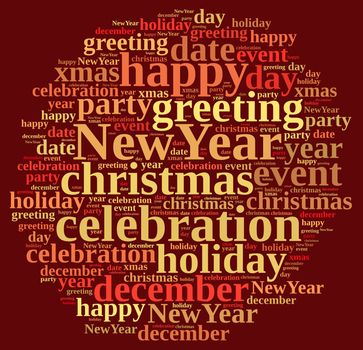 Illustration with word cloud about the New Year.