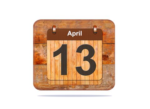 Calendar with the date of April 13.