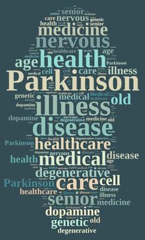 Word cloud illustration on Parkinson's disease.