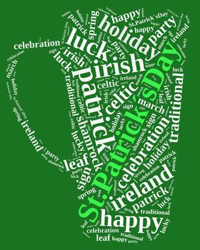 Illustration with word cloud on St. Patricks Day.
