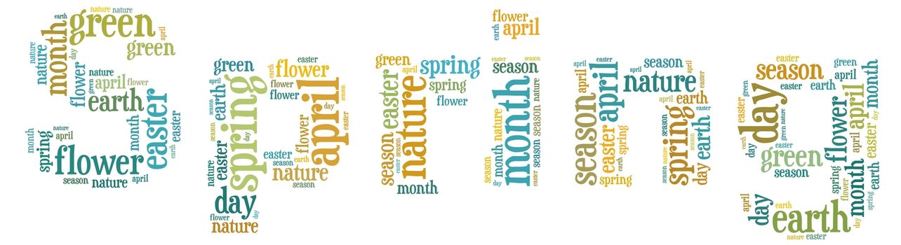 Illustration with word cloud, related with spring.