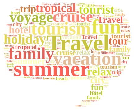 Illustration with word cloud on the subject travel