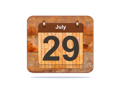 Calendar with the date of July 29.