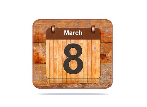 Calendar with the date of March 8.
