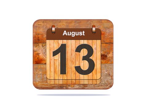 Calendar with the date of August 13.