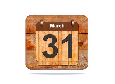 Calendar with the date of March 31.