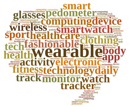 Illustration with word cloud on Wearable technology