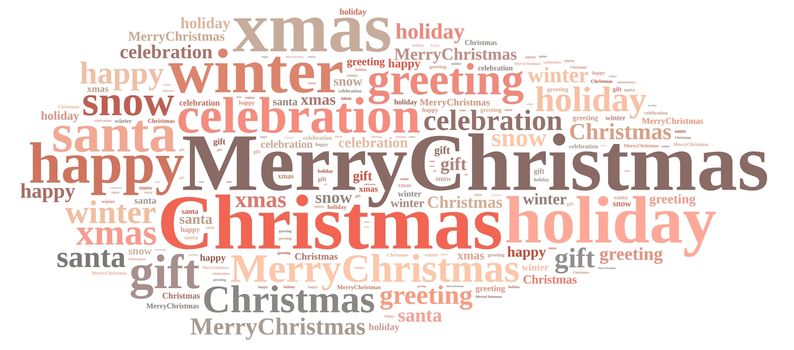 Illustration with word cloud about Merry Christmas.