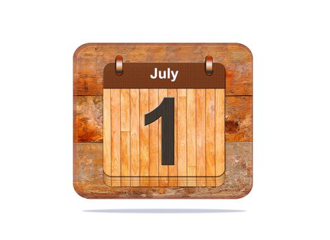 Calendar with the date of July 1.