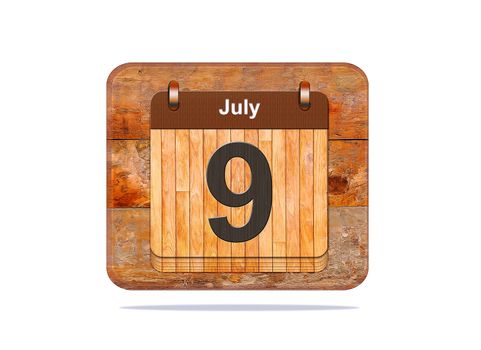 Calendar with the date of July 9.