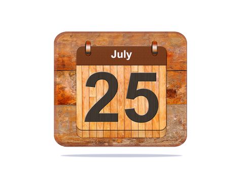 Calendar with the date of July 25.