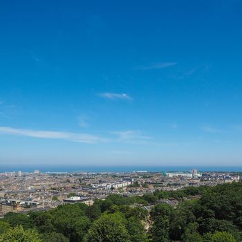 Aerial view of the city seen from Calton Hill in Edinburgh, UK