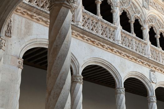 Valladolid, Spain - 9 December 2018: Cloister of National Sculpture Museum, close-up