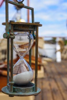 An Hourglass (Sand Clock) on an old Ship