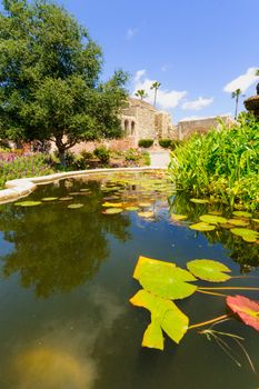 A garden in San Juan Capistrano Mission. California, USA