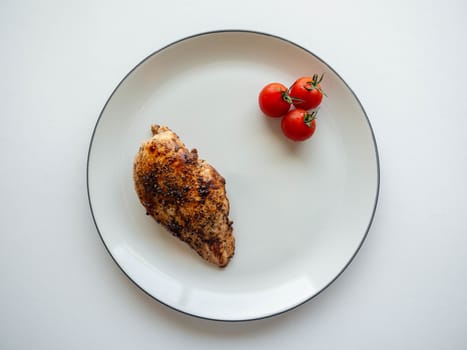 Chicken Pepper Steak and Tomato on
dish White,White background