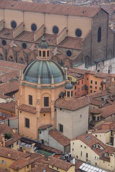 View of the historical center of Bologna, with the Basilica of San Petronio, in Bologna, Emilia-Romagna, Italy