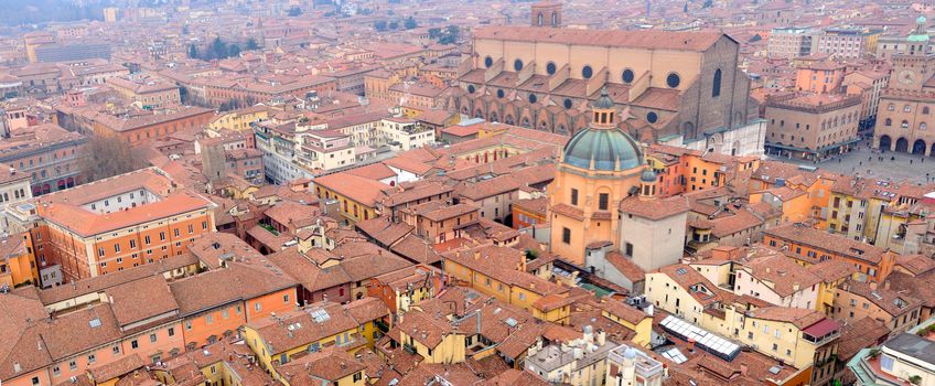 View of the historical center of Bologna, with the Basilica of San Petronio, in Bologna, Emilia-Romagna, Italy